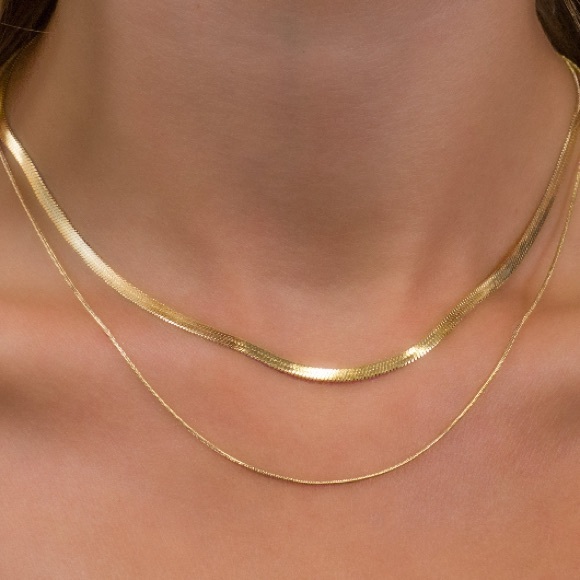 Double flat snake chain necklace - Picture 5 of 6